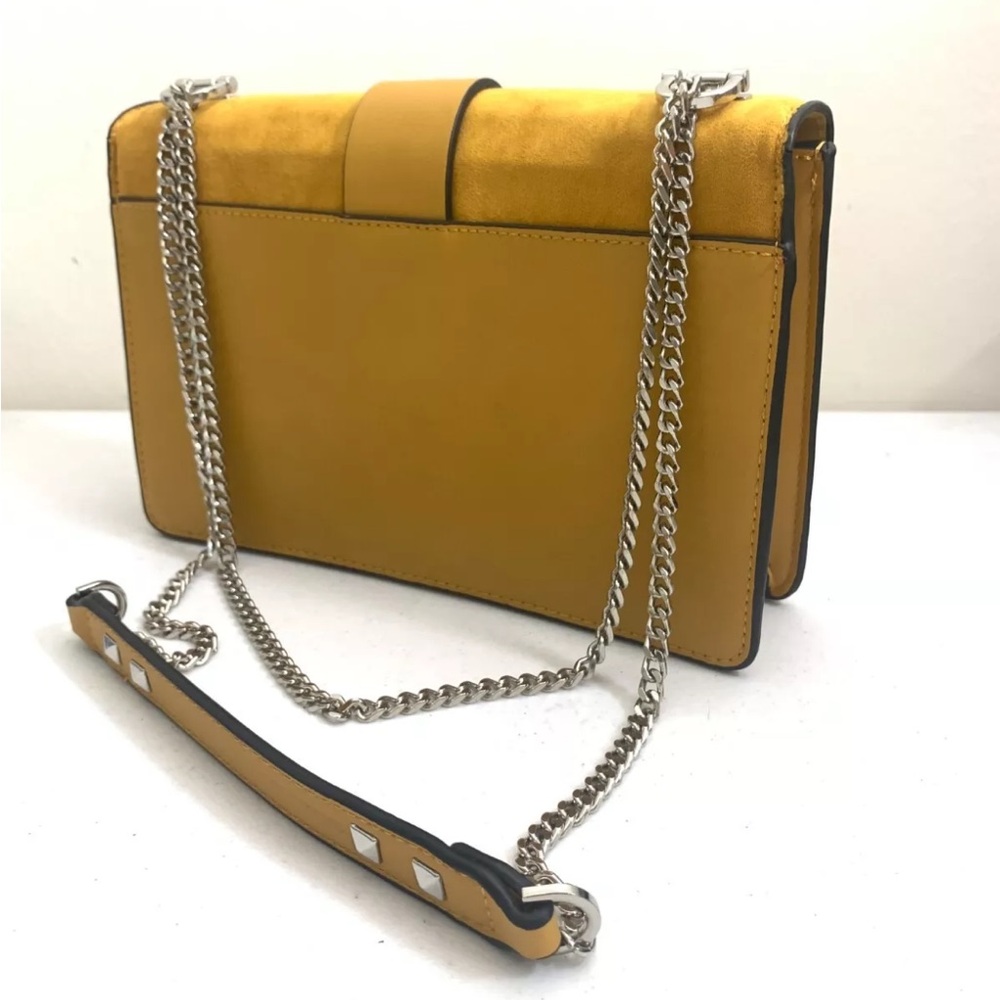 TOPSHOP Tan Honey Studded Shoulder Cross Body Handbag Silver Thick Chain Strap - Picture 4 of 6